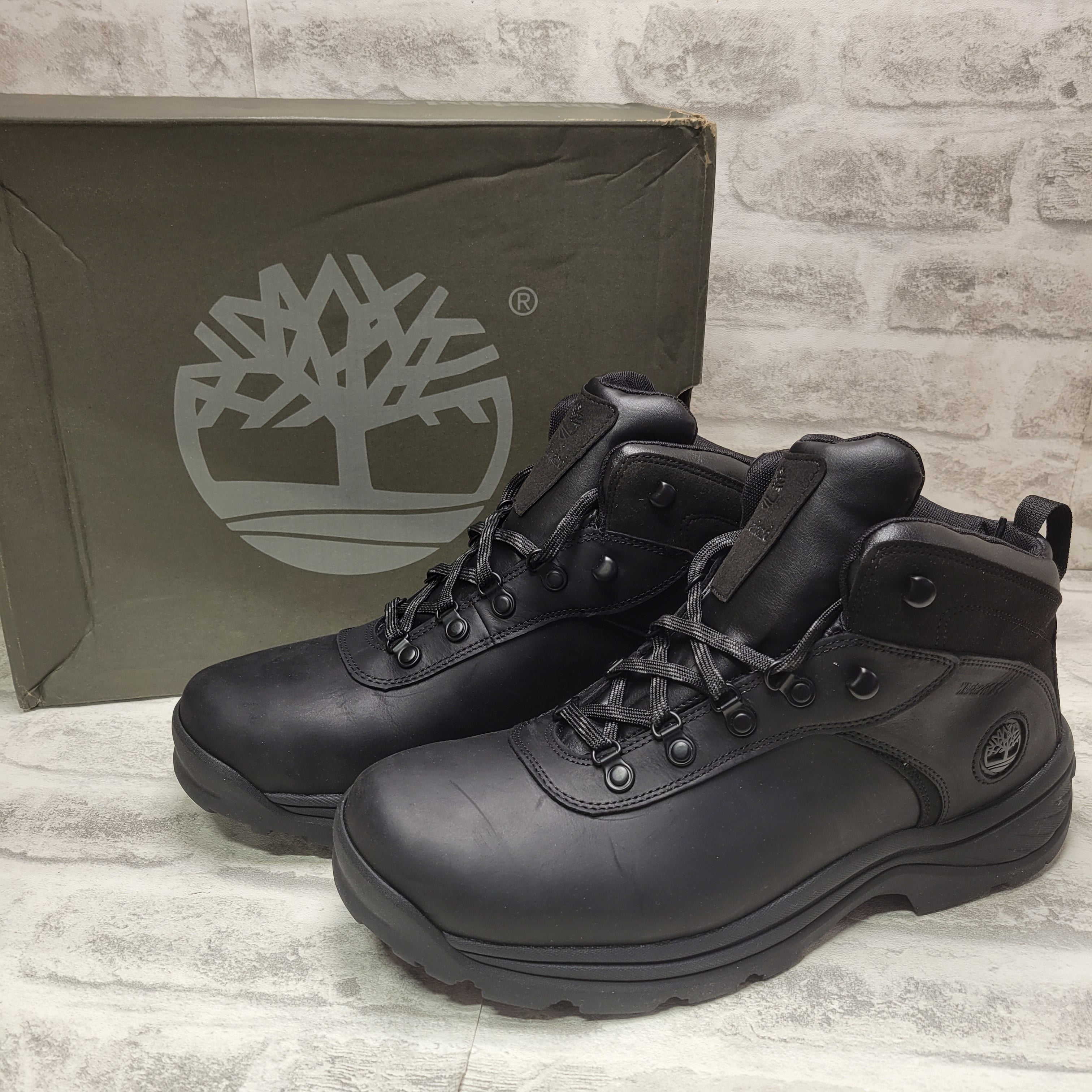 Timberland Men's Flume Mid Waterproof Hiking Boot, Black, 12W (7772461629678)